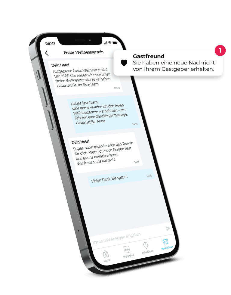 Chatfunktion Digitale Gästemappe