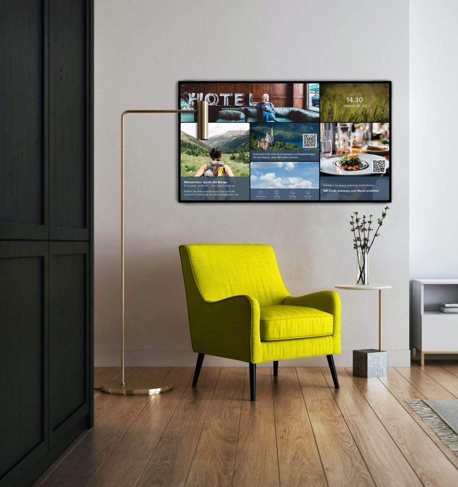 Infokanal-Hotel-Sessel-Gastfreund-GmbH Der Infokanal in einem Hotelzimmer